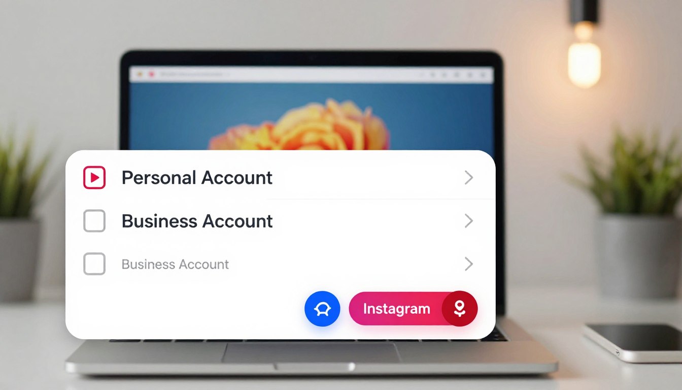 Instagram account type menu showing personal and Business account options